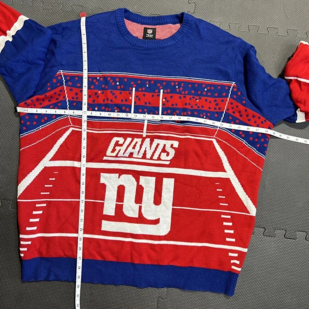 New York Giants NFL Sweater Sz XXL 2XL LED Light Up Christmas Ugly Pullover‎